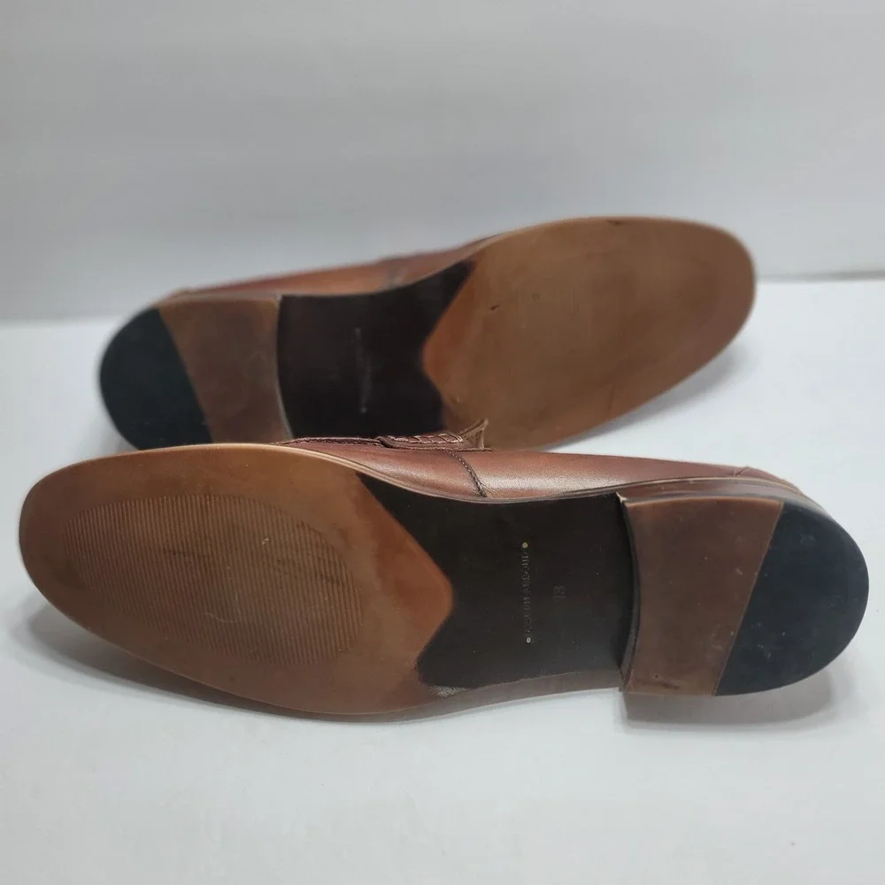 Joseph Abboud Mens Penny Loafer Brown Leather Slip On Dress Shoes 41RZ41 Size 13